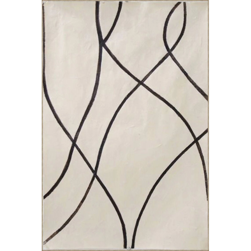 Base tissée à motif moderne à rayures et tapis lavable, Rectangle 2 pi 4 po x 4 pi