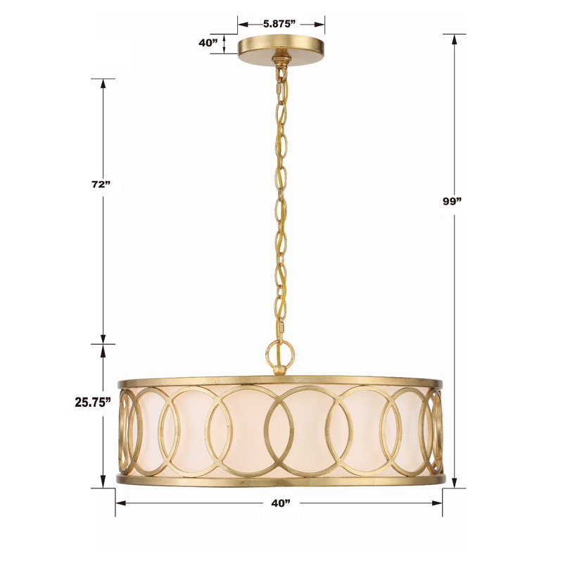 Marq 6 - Light Dimmable Drum Chandelier, Gold