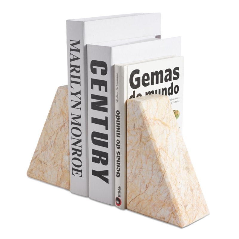 Serre-livres en marbre (ensemble de 2), H 2,54 po x l 5,93 po x P 3,98 po, Beige / jaune pâle