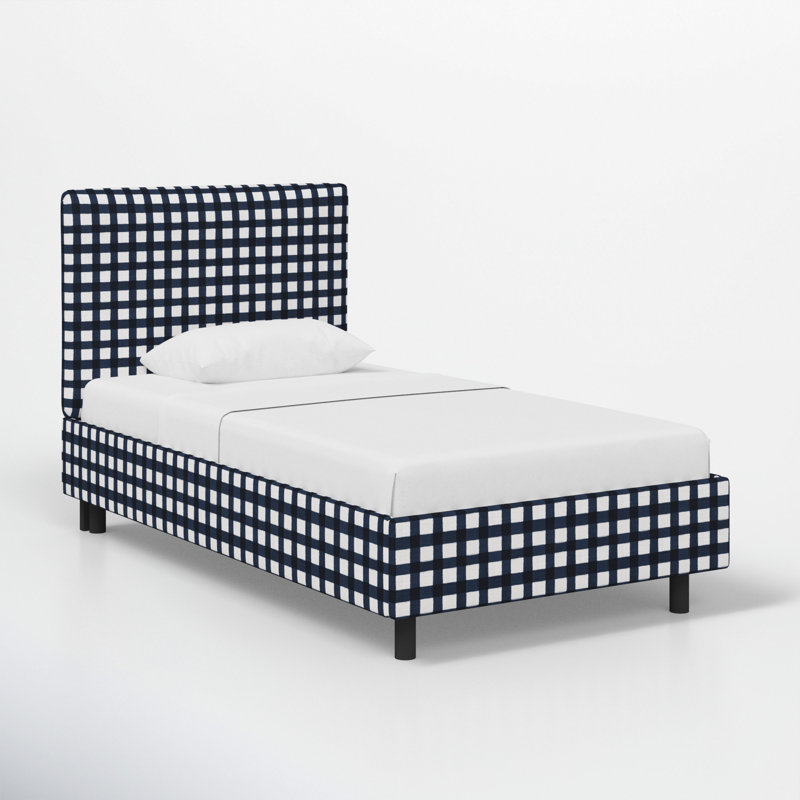 Lit plateforme Sawyer, Simple, Vichy à gros carreaux bleu