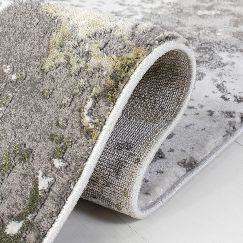 Serafino Abstract Gray/Green Area Rug, Square 5'3"