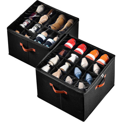 Ensemble de 2 organisateurs de chaussures de garde-robe pouvant contenir jusqu'à 32 paires - noir
