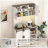 Farmhouse Bar Cabinet with Sliding Barn Door, Large Kitchen BuffetRustic Coffee Bar Sideboard Table,White