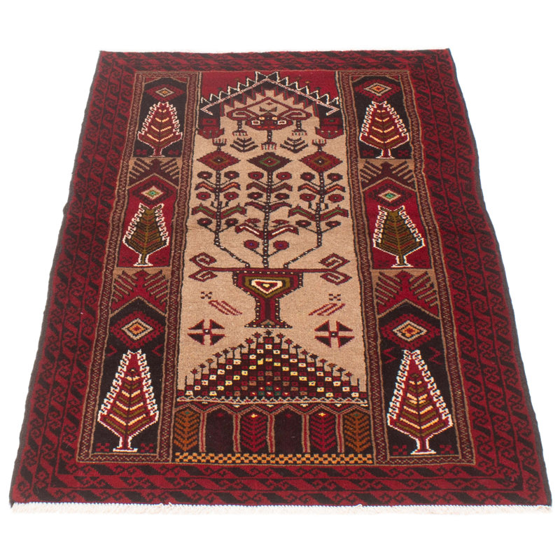 Tapis unique nouvel âge 3 pi 5 po x 5 pi 9 po brun clair / rouge