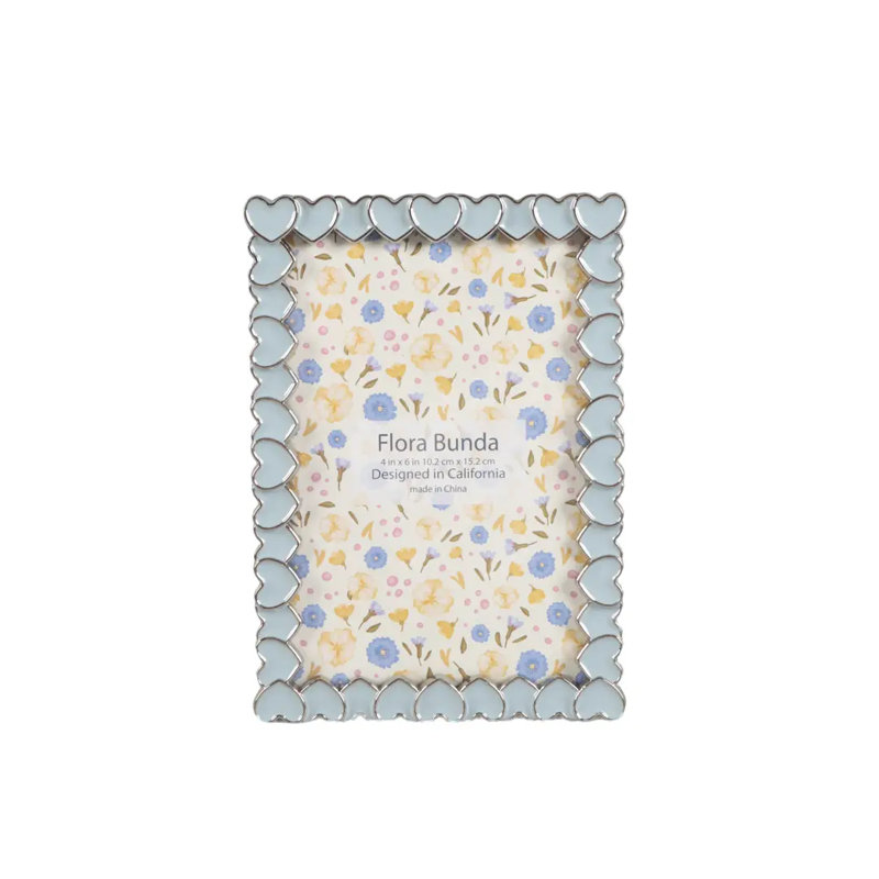4x6 Blue Heart Zinc Alloy Frame, Blue