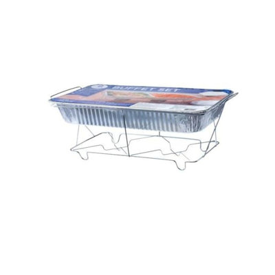 Aluminum Chafing Wire Buffet Rack Party Pack – Disposable Buffet Set With Fuel Gel Cans And Aluminum Trays For Catering, Events, Parties, And Outdoor Gatherings (24)