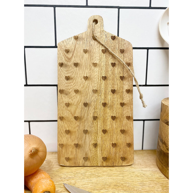 Hearts Design Engraved Wooden Cheese Board