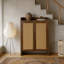 Armoire à chaussures 42,5 po en rotin avec portes-2031317028