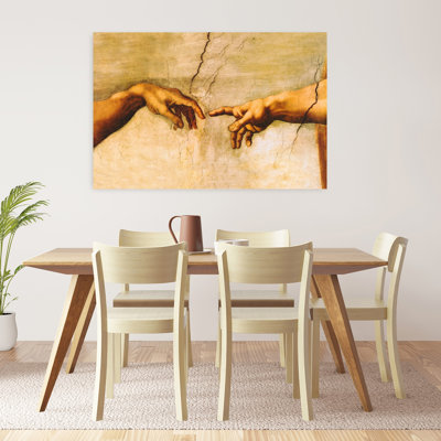 The Creation Of Adam, C.1510 Classic Vintage Abstract Architecture Wall Art Print by Michelangelo - Wrapped Canvas Print