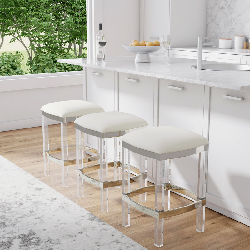 Jordan Acrylic & Leather 24" Counter Stool, White