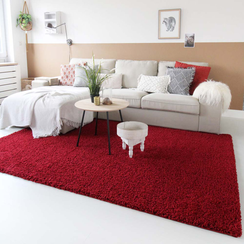 Aloysia High Pile Shaggy Red Rug, Rectangle 300 x 400cm