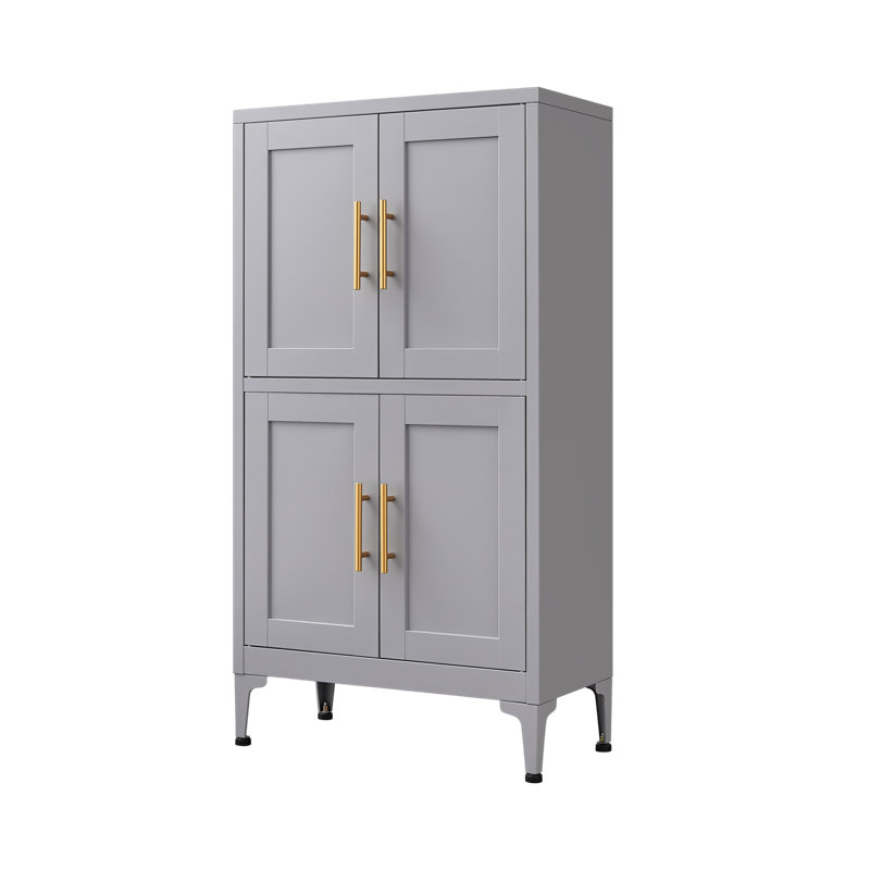 Armoire de rangement en métal, garde-manger avec double porte et tablettes, armoire de rangement avec pied de nivellement réglable