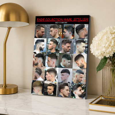 Barber Shop Decor Fade Colletcion Hair Stylish Canvas Poster