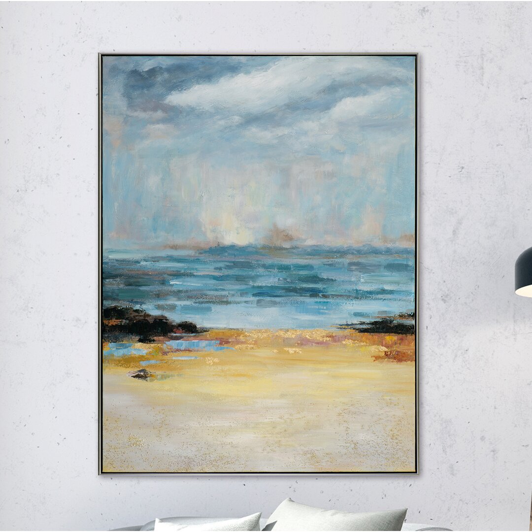 Gerahmtes Leinwandbild - Gemälde „Abstract Sunset on the Beach”