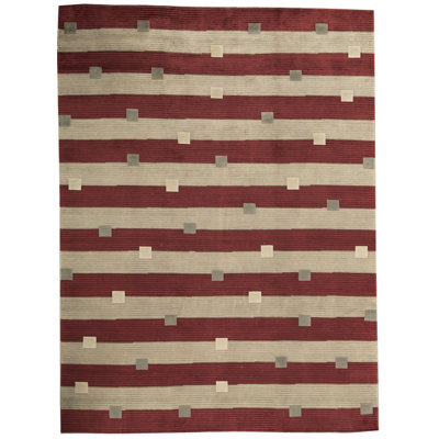 Tapis beige et vin de haute qualité noué à la main