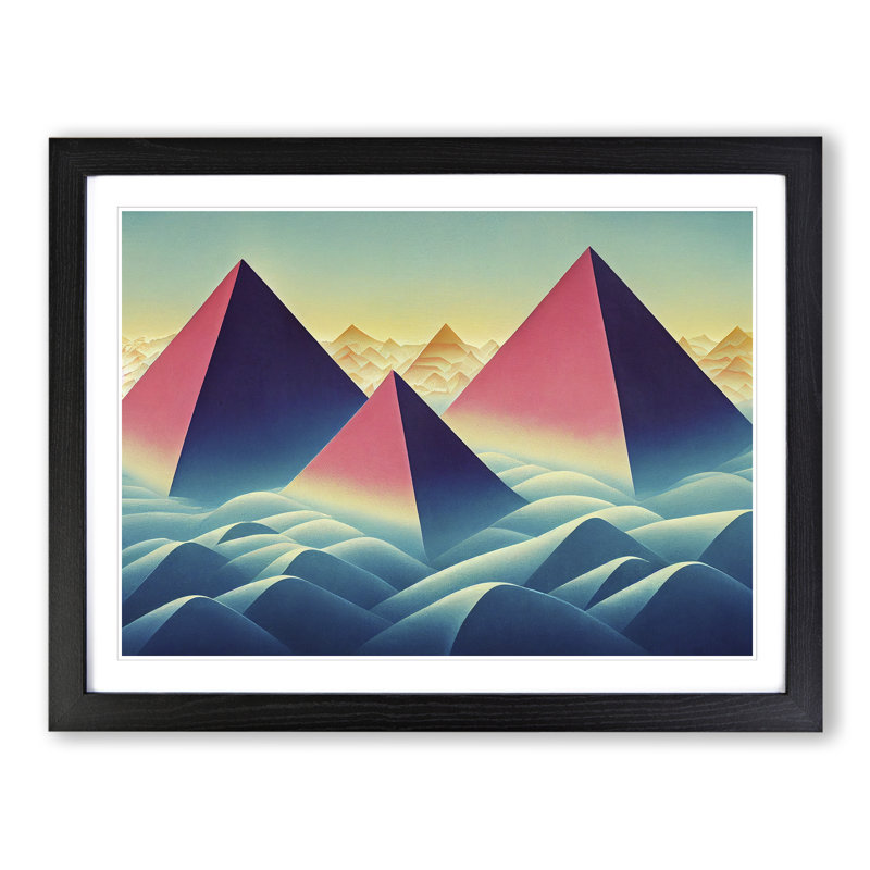 Futuristic Pyramids Abstract - Single Picture Frame Print, Black Framed, 34cm H x 46cm W x 2cm D