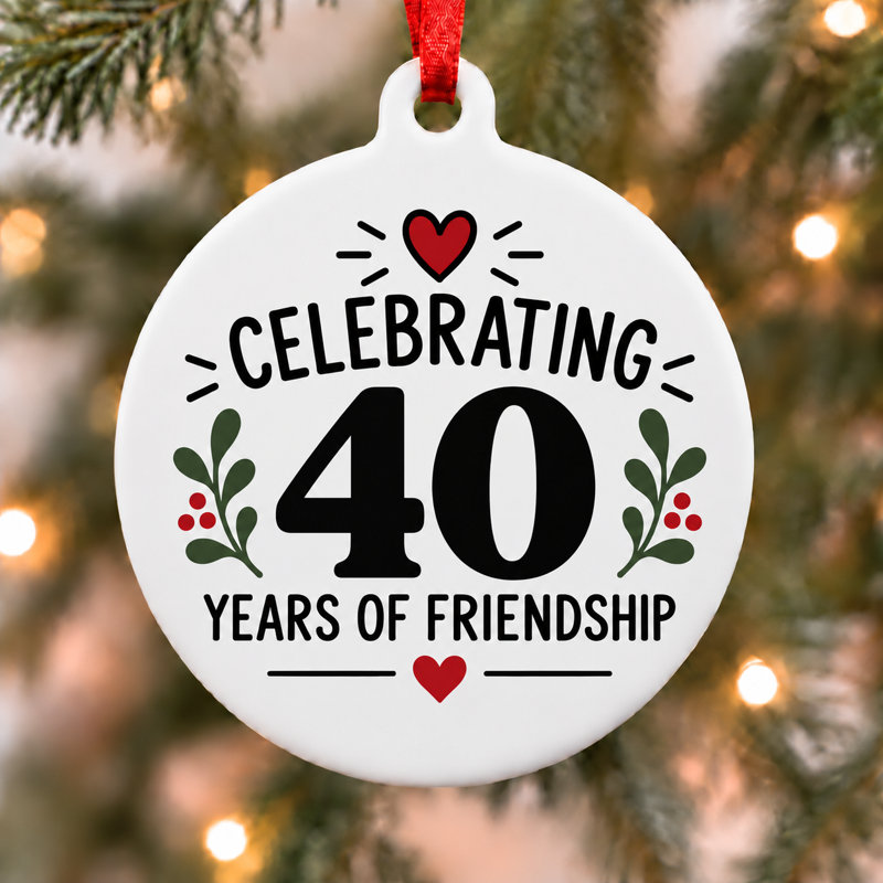 Ornement de Noël célébrant 40 ans d'amitié
