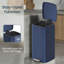 Trash Can, 8-Gallon Trash Bin, Stainless Steel Kitchen Garbage Can, Midnight Blue