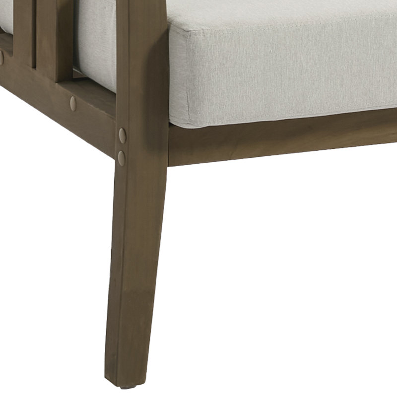 Junco Solid Wood Teak Outdoor Loveseat With Cushion And Arms, Brown, Light Camel