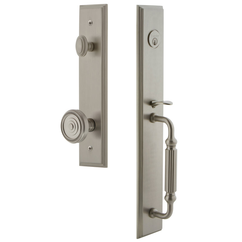 Fausse poignée de porte Carré, Nickel satiné