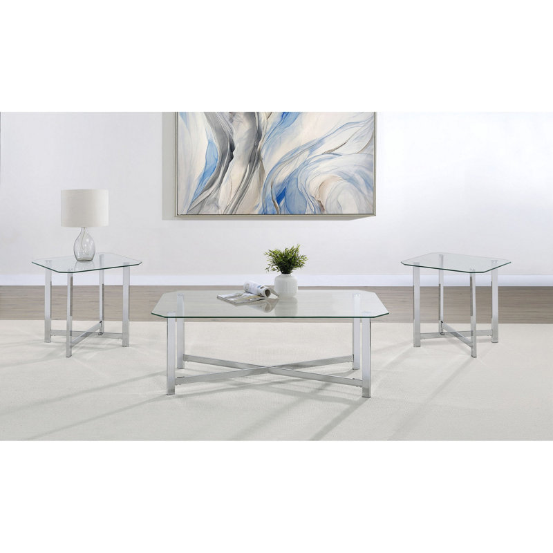 Linda Chrome 3-piece Coffee Table Set