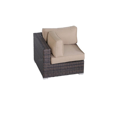 Coussin d'angle extérieur entièrement assemblé de 33 po avec coussins beiges doux et confortables, - cadre de 33 po pour accueillir trois personnes en aluminium antirouille toutes saisons