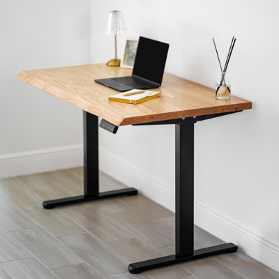Live Edge Standing Desk with Solid White Oak and Dual-Motor Adjustable Frame
