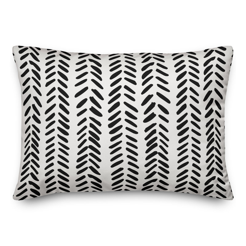 Coussin lombaire moderne Modern Herringbone, Noir
