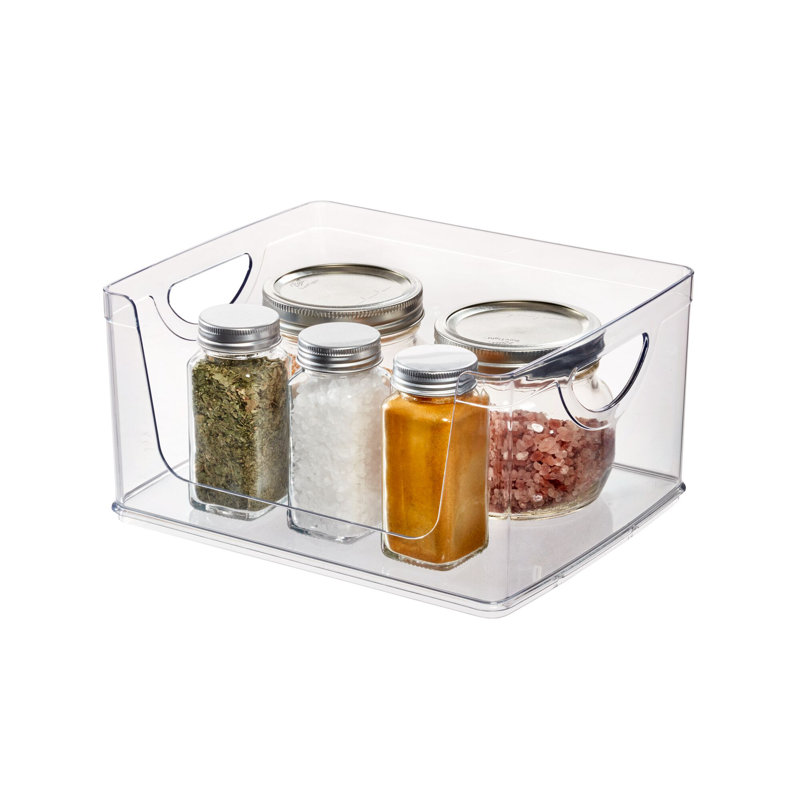 iDesign Recycled Plastic Open Front Storage Bin with Integrated Handles – 8” x 10” x 5”, Clear