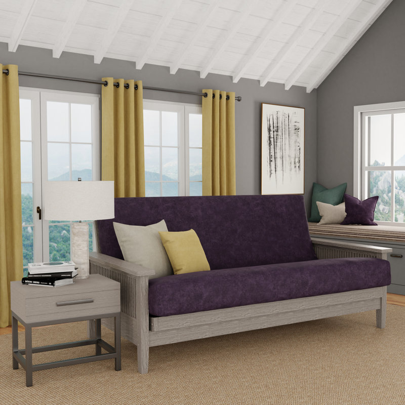 Housse pour futon à coussins carrés Leupp, Simple, Aubergine