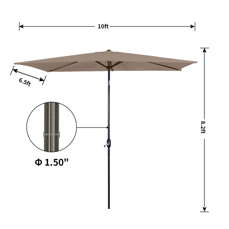 Parasol de marché rectangulaire 10 pi x 6 pi 6 po Lasky, Kaki