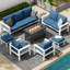 Mobilier de patio extérieur moderne avec table basse et foyer-2076360685-2076360686