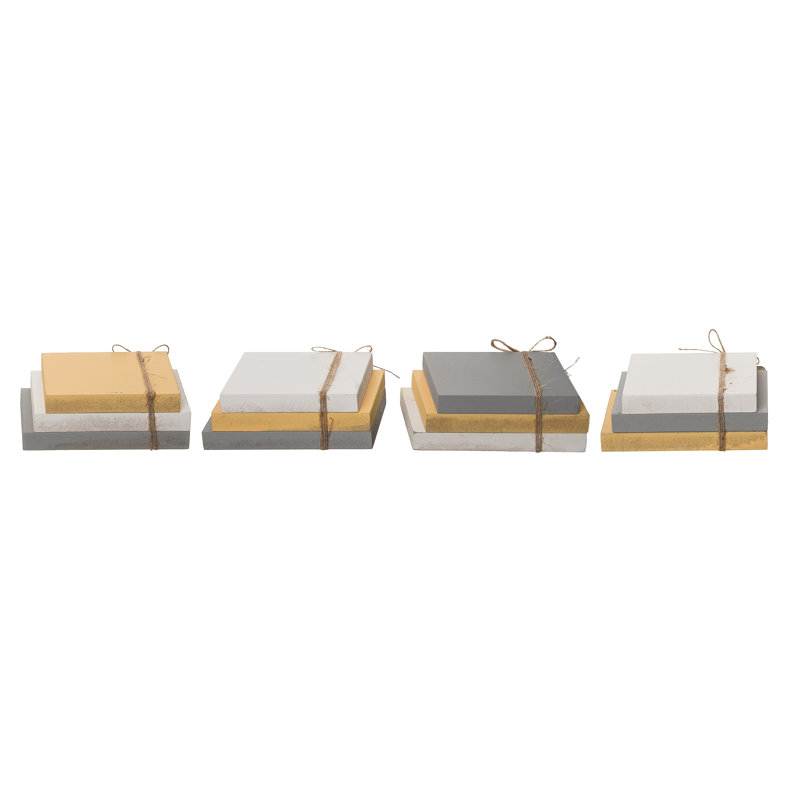 Pile de livres en bois aggloméré avec ensemble de 4 décorations printanières