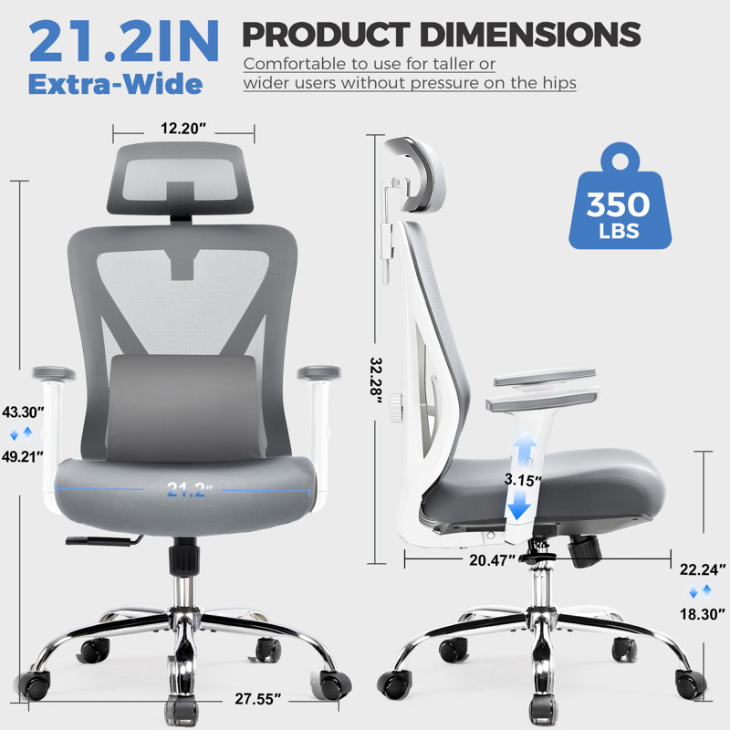 COMHOMA Mesh Office Chair, Grey