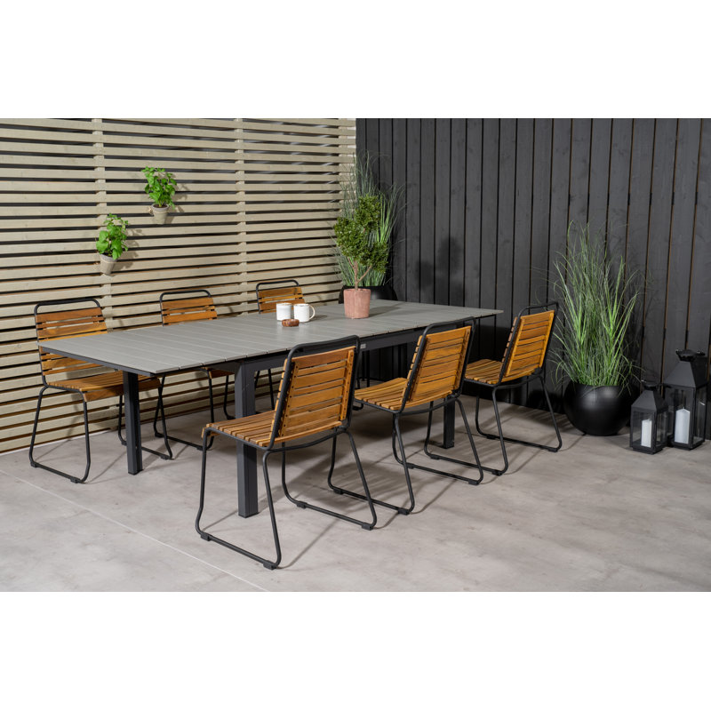 Alcot 6 - Person Acacia Patio Dining Set with Extendable Rectangular Table