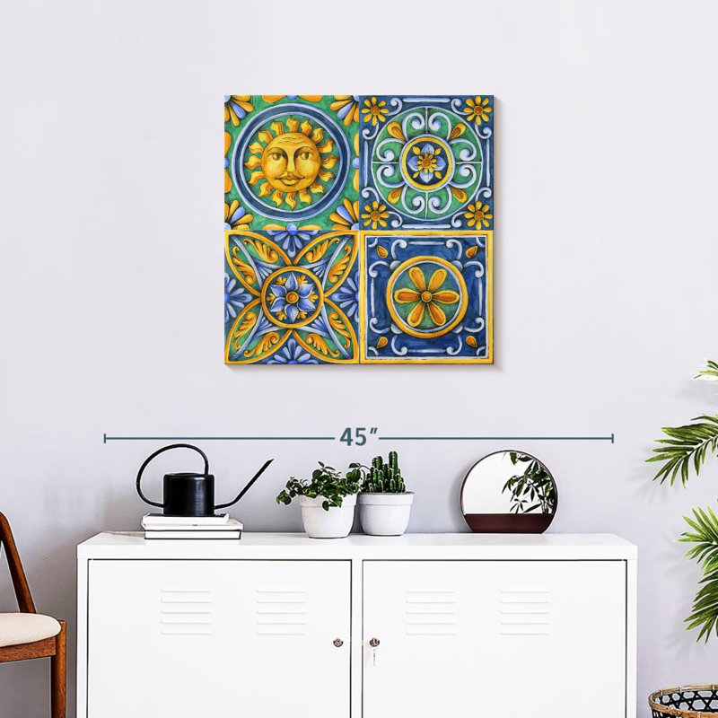 Kerner Flower Pattern Tiles, 24" H x 24" W