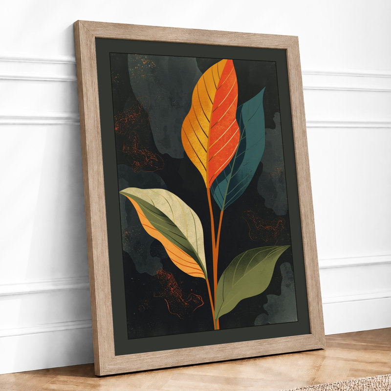 Seasonal Leaves Botanical - Framed Print, A4 - 29.7 x 21.0 cm, Oak