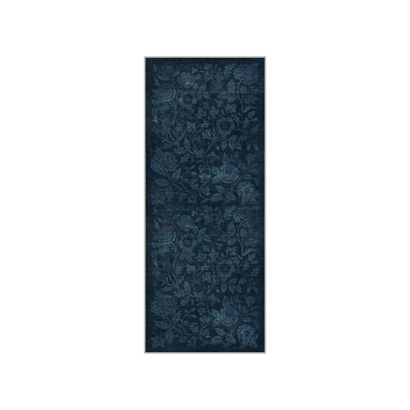 Aubepine Fjord Modern Blue Indoor Floral Area Rug,Machine Washable, with Non-Slip Backing, Runner 2'6" x 8', Blue