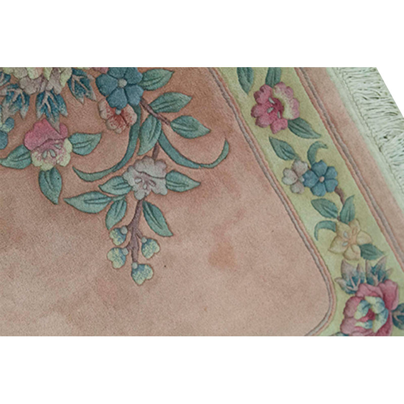 Wool Floral Area Rug in Brown