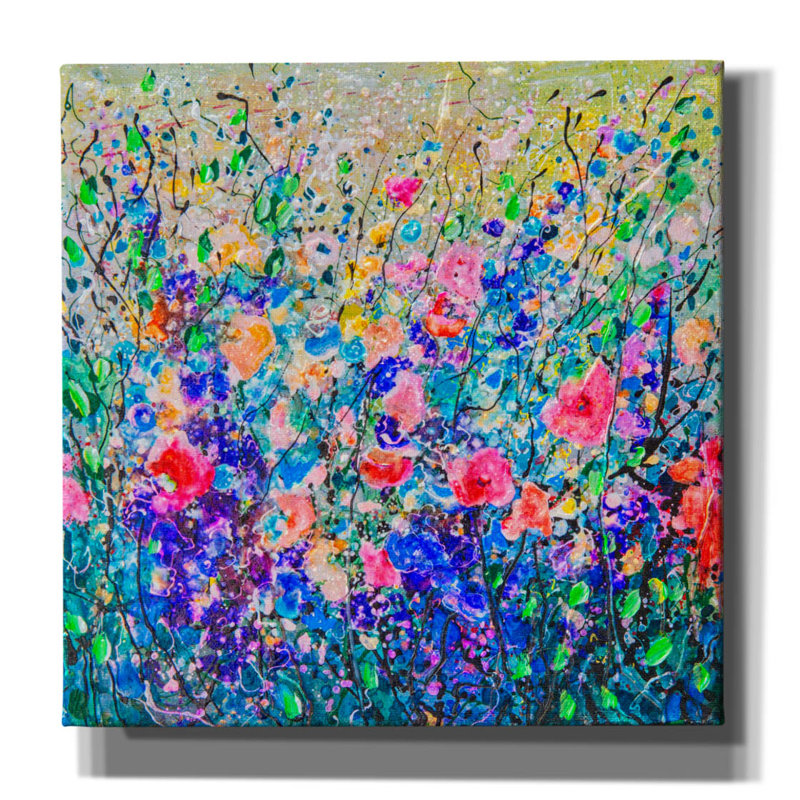 «Colorful Flowers» par Lena Owens, art mural sur toile, H 12 po x l 12 po x P 0,75 po