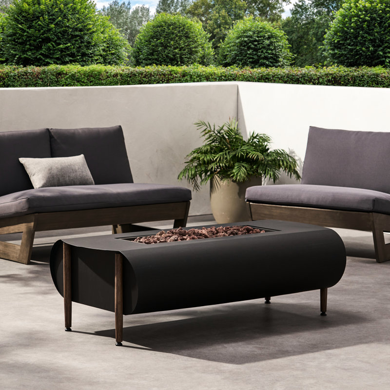 Foyer 50 000BTU - brûleur rectangulaire gris foncé en fer pour foyer extérieur, installation de chauffage 50000