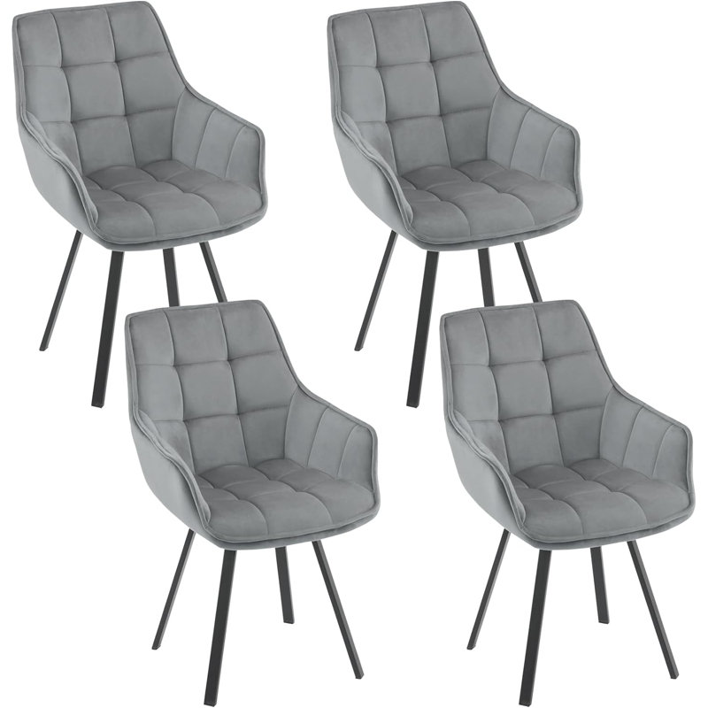 Beselare 48.5cm H Velvet Upholstered Armchair, Grey, 4