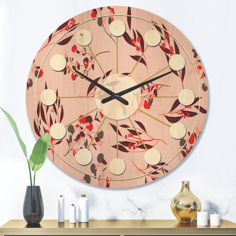 Horloge murale en bois Bright Eucalyptus, Grand
