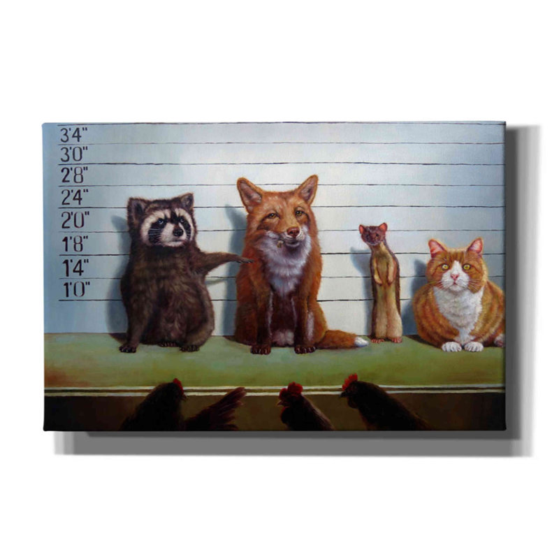 «Usual Suspects» par Lucia Heffernan, impression sur toile tendue, H 12 po x l 18 po x P 0,75 po