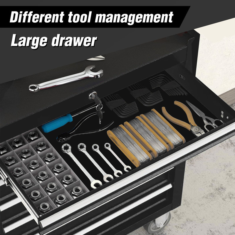 5-Drawer Rolling Tool Chest With Lock & Key, Tool Storage Cabinet With Wheels