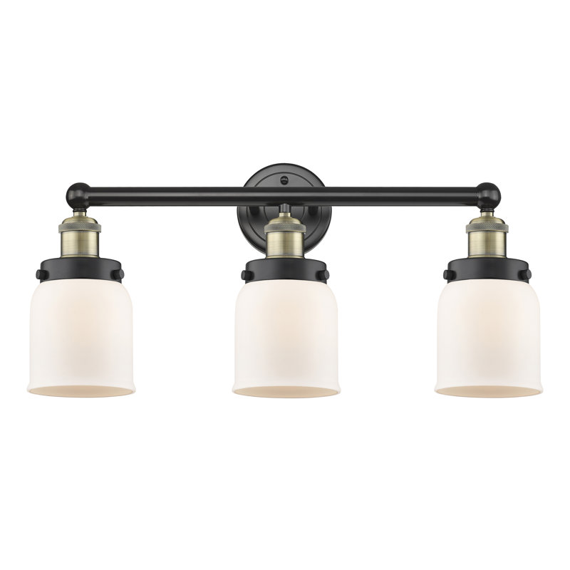 Éclairage de salle de bain à intensité variable à 3 lumières Armoni, Blanc mat, Laiton antique noir