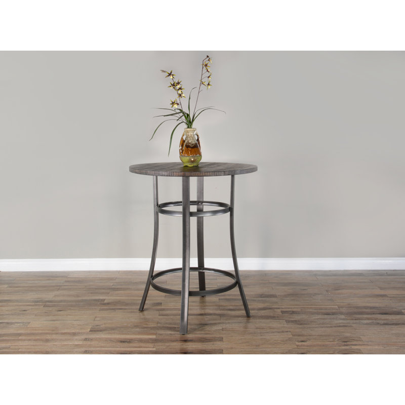 Gabrie Mahogany Round Metal Base Dining Table, 42" H x 36" L x 36" W