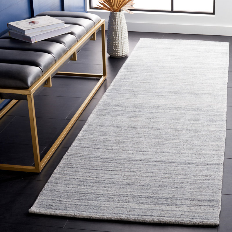 Fabian Hand-Woven Flatweave Ash Area Rug, Runner 2'6" x 8'