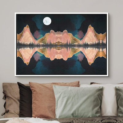 Sun Mountain Range Mirror Image Reflection Mountains & Forest, reproduction d'art sur toile