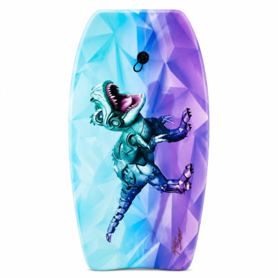 PMU 33-Inch Blue Purple T-Rex Bodyboard with Wrist Leash for Beach & Pool